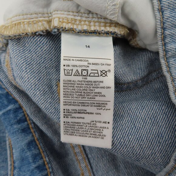 Old Navy Girls 14 High Rise Baggy Wide Leg Blue Denim Jeans Pants Distressed NEW - Picture 9 of 13